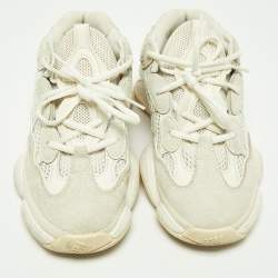 Pre Owned Yeezy x Adidas White Suede and Mesh Yeezy 500 Bone White Sneakers Size 38