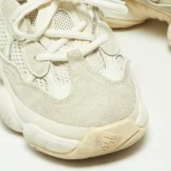 Pre Owned Yeezy x Adidas White Suede and Mesh Yeezy 500 Bone White Sneakers Size 38