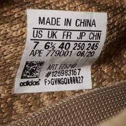 Pre Owned Yeezy x Adidas Brown Knit Fabric Boost 350 V2 Sand Taupe Sneakers Size 40