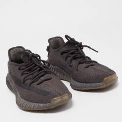 Pre Owned Yeezy x Adidas Black Knit Fabric Boost 350 V2 Cinder Sneakers Size 39 1/3