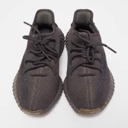 Pre Owned Yeezy x Adidas Black Knit Fabric Boost 350 V2 Cinder Sneakers Size 39 1/3