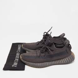Pre Owned Yeezy x Adidas Black Knit Fabric Boost 350 V2 Cinder Sneakers Size 39 1/3