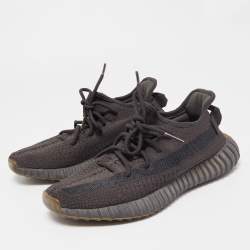 Pre Owned Yeezy x Adidas Black Knit Fabric Boost 350 V2 Cinder Sneakers Size 39 1/3
