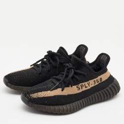 Yeezy x Adidas Black/Brown Knit Fabric Boost 350 V2 Copper Sneakers Size 39 1/3