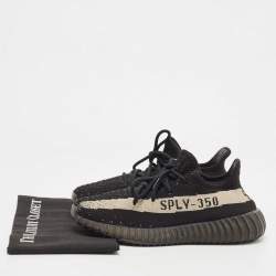 Pre Owned Yeezy x Adidas Black Knit Fabric Boost 350 V2 Oreo Sneakers Size 40