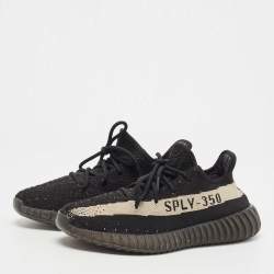 Pre Owned Yeezy x Adidas Black Knit Fabric Boost 350 V2 Oreo Sneakers Size 40