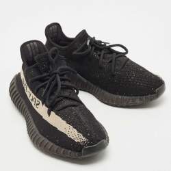 Pre Owned Yeezy x Adidas Black Knit Fabric Boost 350 V2 Oreo Sneakers Size 40