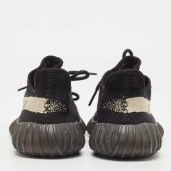 Pre Owned Yeezy x Adidas Black Knit Fabric Boost 350 V2 Oreo Sneakers Size 40