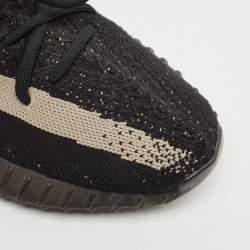 Pre Owned Yeezy x Adidas Black Knit Fabric Boost 350 V2 Oreo Sneakers Size 40