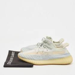 Pre Owned Yeezy x Adidas Two Tone Knit Fabric Boost 350 V2 Cloud White Non Reflective Sneakers Size 42 2/3