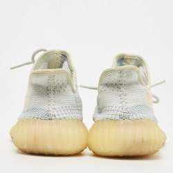 Pre Owned Yeezy x Adidas Two Tone Knit Fabric Boost 350 V2 Cloud White Non Reflective Sneakers Size 42 2/3