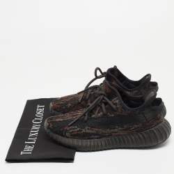 Pre Owned Yeezy x Adidas Black/Brown Knit Fabric Boost 350 V2 MX Rock Sneakers Size 38