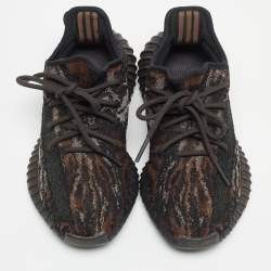 Pre Owned Yeezy x Adidas Black/Brown Knit Fabric Boost 350 V2 MX Rock Sneakers Size 38