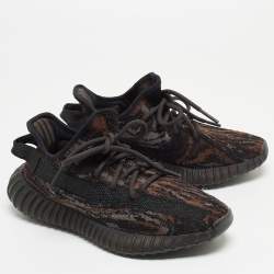 Pre Owned Yeezy x Adidas Black/Brown Knit Fabric Boost 350 V2 MX Rock Sneakers Size 38