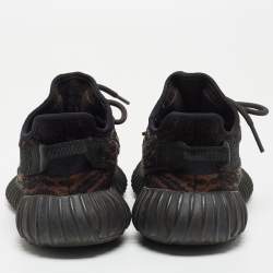 Pre Owned Yeezy x Adidas Black/Brown Knit Fabric Boost 350 V2 MX Rock Sneakers Size 38