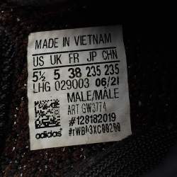 Pre Owned Yeezy x Adidas Black/Brown Knit Fabric Boost 350 V2 MX Rock Sneakers Size 38