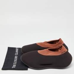 Pre Owned Yeezy x Adidas Brown Knit Fabric RNR Stone Carbon Sneakers Size 45 1/3