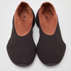 Pre Owned Yeezy x Adidas Brown Knit Fabric RNR Stone Carbon Sneakers Size 45 1/3