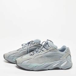 Pre Owned Yeezy x Adidas Blue Fabric and Suede Hospital Blue Boost 700 V2 Sneakers Size 45 1/3