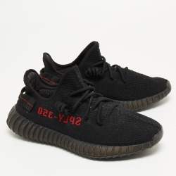 Pre Owned Yeezy x Adidas Black Knit Fabric Boot V2 Core Sneakers Size 42 1/3 