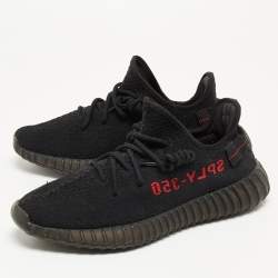 Pre Owned Yeezy x Adidas Black Knit Fabric Boot V2 Core Sneakers Size 42 1/3 