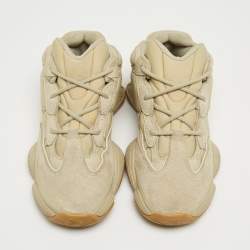 Pre Owned Yeezy x Adidas Green Fabric and Suede Boost 500 Salt Sneakers Size 37 1/3