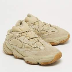 Pre Owned Yeezy x Adidas Green Fabric and Suede Boost 500 Salt Sneakers Size 37 1/3