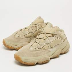 Pre Owned Yeezy x Adidas Green Fabric and Suede Boost 500 Salt Sneakers Size 37 1/3