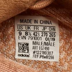 Pre Owned Yeezy x Adidas Orange Knit Fabric Boot 350 V2 Clay Sneakers Size 42 1/3