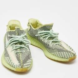 حذاء رياضي ييزي x أديداس "بوست 350 ڨي2 ييزيريل" عاكس تريكو قماش أخضر مقاس 41.5
