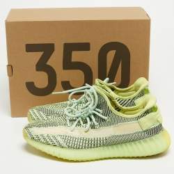Pre Owned Yeezy x Adidas Neon Green Knit Fabric Boost 350 V2 Yeezreel (Non Reflective) Sneakers Size 44 2/3