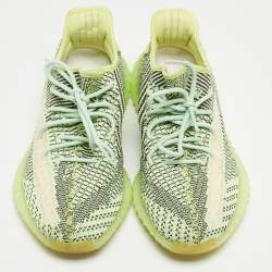 Pre Owned Yeezy x Adidas Neon Green Knit Fabric Boost 350 V2 Yeezreel (Non Reflective) Sneakers Size 44 2/3
