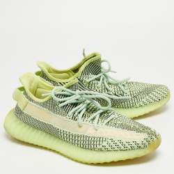 Pre Owned Yeezy x Adidas Neon Green Knit Fabric Boost 350 V2 Yeezreel (Non Reflective) Sneakers Size 44 2/3