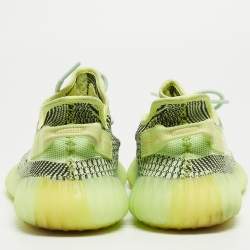 Pre Owned Yeezy x Adidas Neon Green Knit Fabric Boost 350 V2 Yeezreel (Non Reflective) Sneakers Size 44 2/3