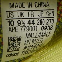 Pre Owned Yeezy x Adidas Neon Yellow/Blue Knit Fabric Boost 350 V2 Semi Frozen Yellow Sneakers Size 44