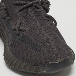 Pre Owned Yeezy x Adidas Black Knit Fabric Boost 350 V2 Black Non Reflective Sneakers Size 42 2/3