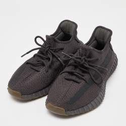 Pre Owned Yeezy x Adidas Black Knit Fabric Boost 350 V2 Sneakers Size 44