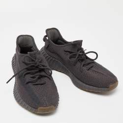 Pre Owned Yeezy x Adidas Black Knit Fabric Boost 350 V2 Sneakers Size 44
