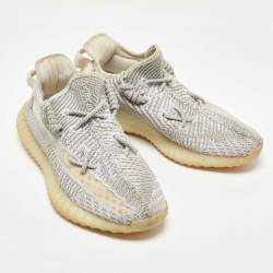 Pre Owned Yeezy x Adidas Grey/White Knit Fabric Boost 350 V2 Static Sneakers Size 43 1/3