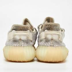 Pre Owned Yeezy x Adidas Grey/White Knit Fabric Boost 350 V2 Static Sneakers Size 43 1/3