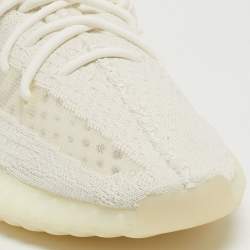 Pre Owned Yeezy x Adidas White Knit Fabric Boost 350 V2 Bone Sneakers Size 44