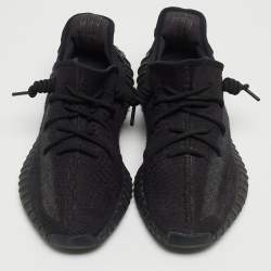 Pre Owned Yeezy x Adidas Black Knit Fabric Boost 350 V2 Onyx Sneakers Size 44