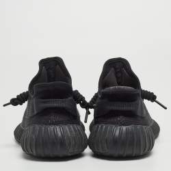 Pre Owned Yeezy x Adidas Black Knit Fabric Boost 350 V2 Onyx Sneakers Size 44