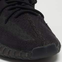 Pre Owned Yeezy x Adidas Black Knit Fabric Boost 350 V2 Onyx Sneakers Size 44