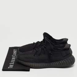 Pre Owned Yeezy x Adidas Black Knit Fabric Boost 350 V2 Onyx Sneakers Size 44