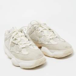 Pre Owned Yeezy x Adidas White Mesh and Suede Yeezy 500 Bone White Sneakers Size 45 1/3