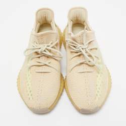 Yeezy x Adidas Cream Knit Fabric Boost 350 V2-Flax Sneakers Size 44 2/3