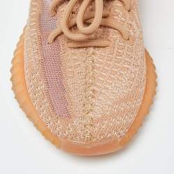 Pre Owned Yeezy x Adidas Orange Knit Fabric Boost 350 V2 Clay Sneakers Size 36 2/3