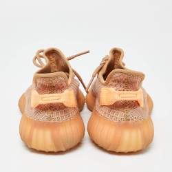 Pre Owned Yeezy x Adidas Orange Knit Fabric Boost 350 V2 Clay Sneakers Size 36 2/3