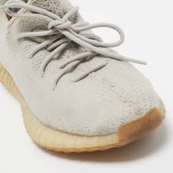 Pre Owned Yeezy x Adidas Grey Knit Fabric Boost 350 V2 Sesame Sneakers Size 44 2/3